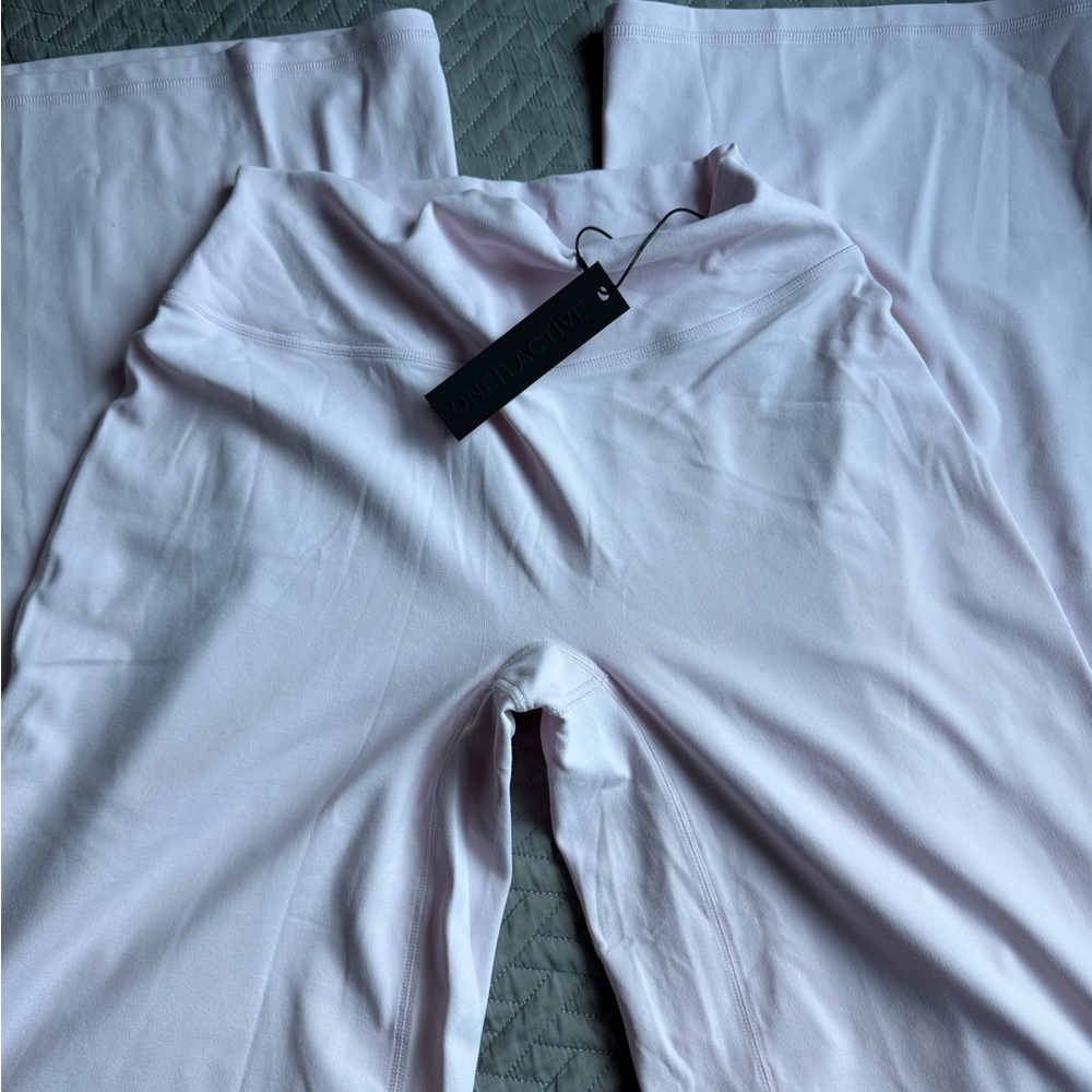 Oner Active SoftMotion Straight Leg Pants with Gray Logo in Soft Girl Pink